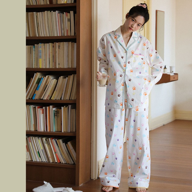 Rainbow Paw Print Cotton Pajama Set